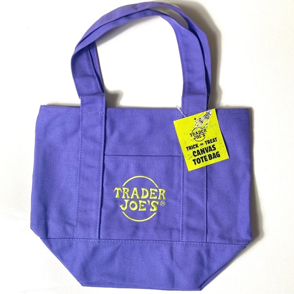 NWT Trader Joe's MINI Purple Canvas Tote Bag